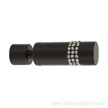 Black Aluminium Curtain Rod Set with Diamonds